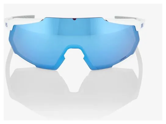 100% Racetrap 3.0 Goggles - Matte White - Hiper Blue Multilayer Mirror Lenses