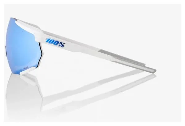 100% Racetrap 3.0 Goggles - Matte White - Hiper Blue Multilayer Mirror Lenses