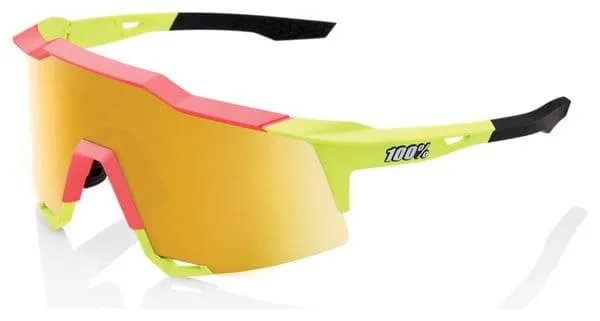 100% Speedcraft Fluorescent Green / Gold Mirror Goggles