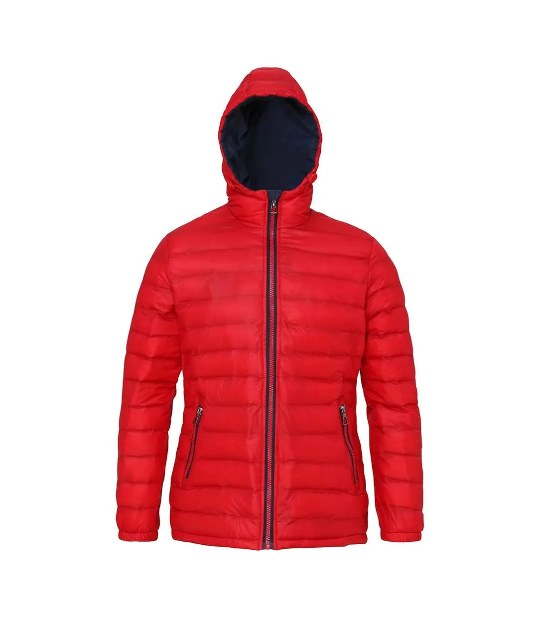 2786 Womens/Ladies Hooded Water & Wind Resistant Padded Jacket (Red/Navy) - UTRW3425