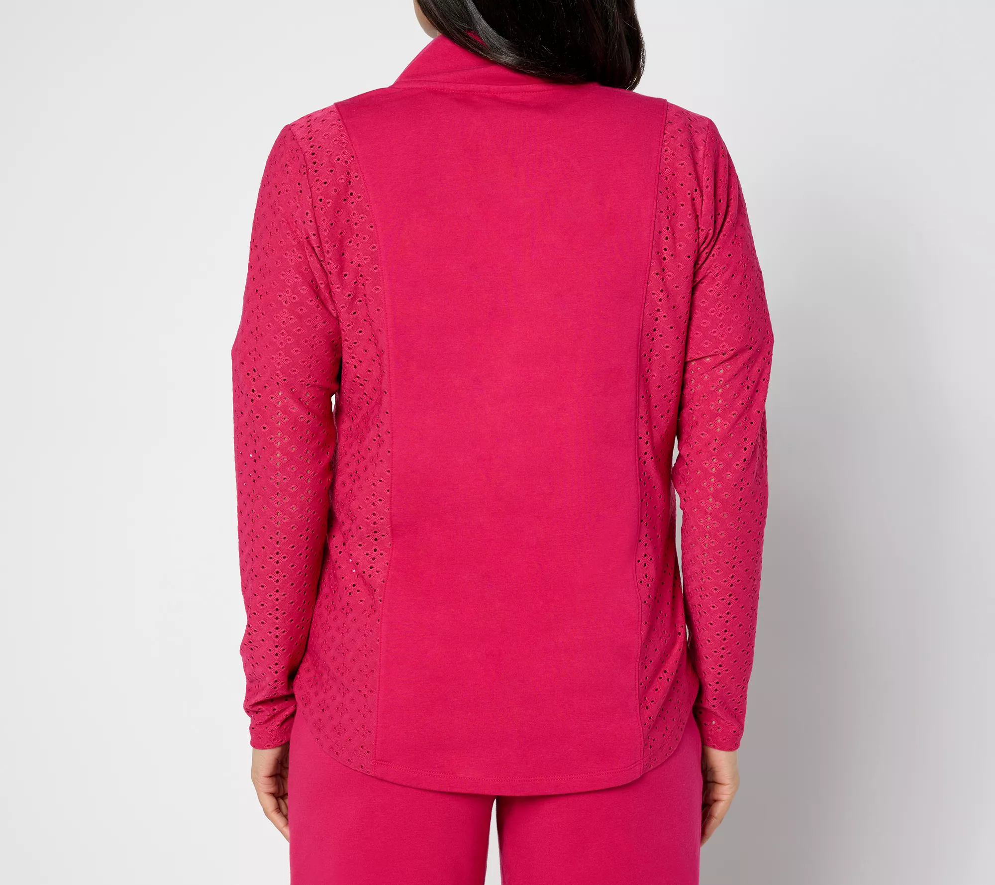 "As Is" Sport Savvy Long Sleeve Eyelet Mock Neck Jacket