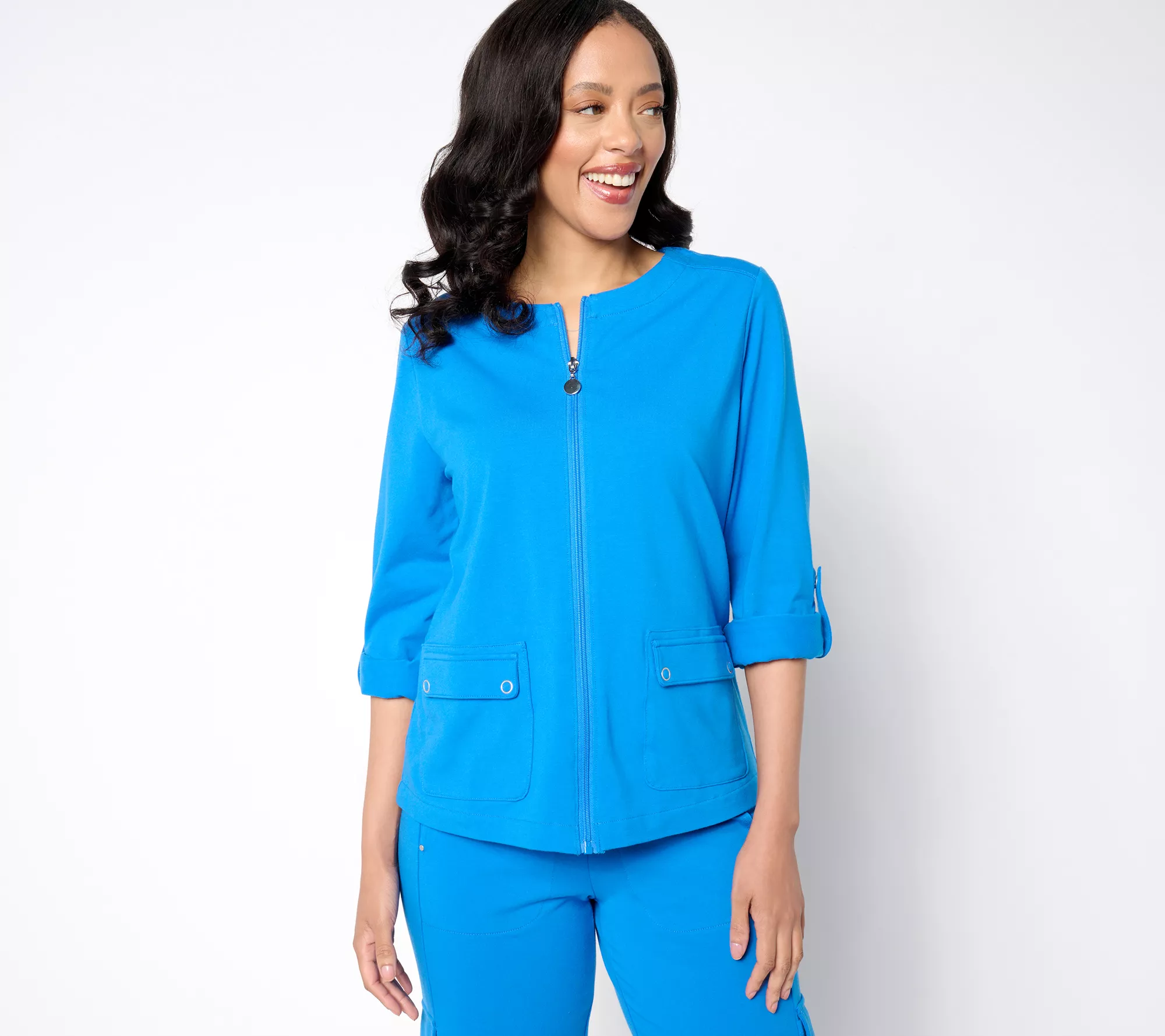 "As Is" Sport Savvy Stretch Jersey Collarless Jacket