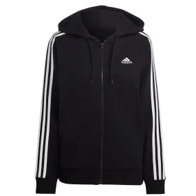 adidas 3 Stripe French Terry Full Zip Hoodie - Womens - Black/White