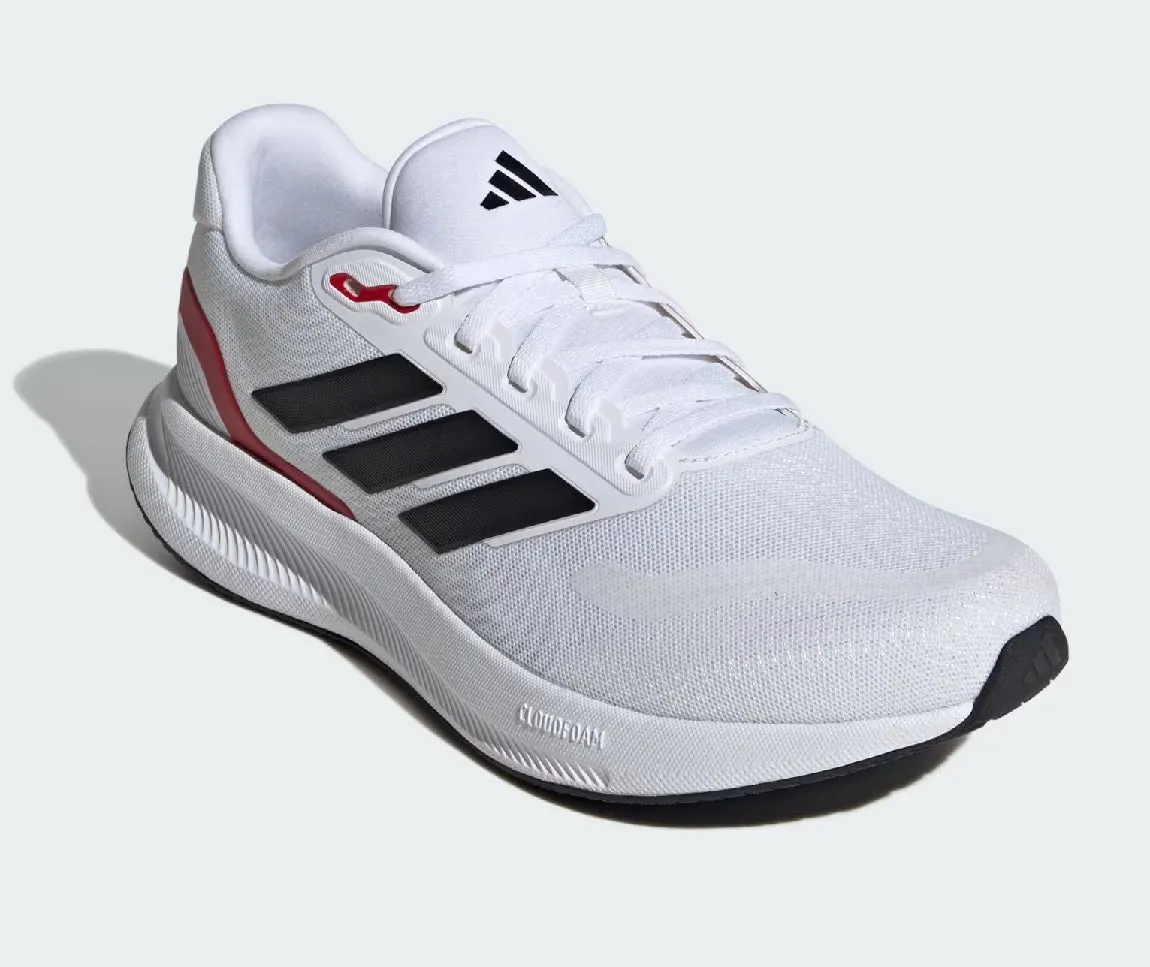 Adidas Mens Runfalcon 5 Wide Running Shoe, Adult, White/Black/Scarlet