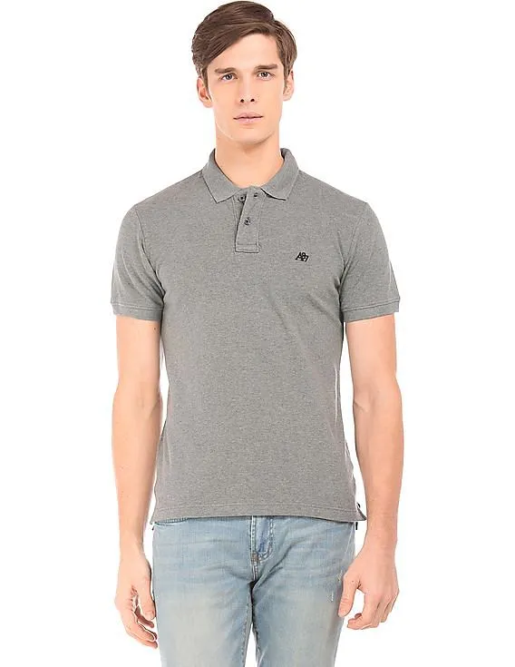 Aeropostale Heathered Pique Polo Shirt