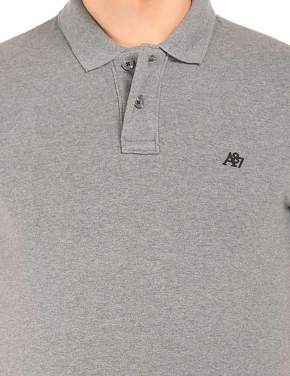 Aeropostale Heathered Pique Polo Shirt