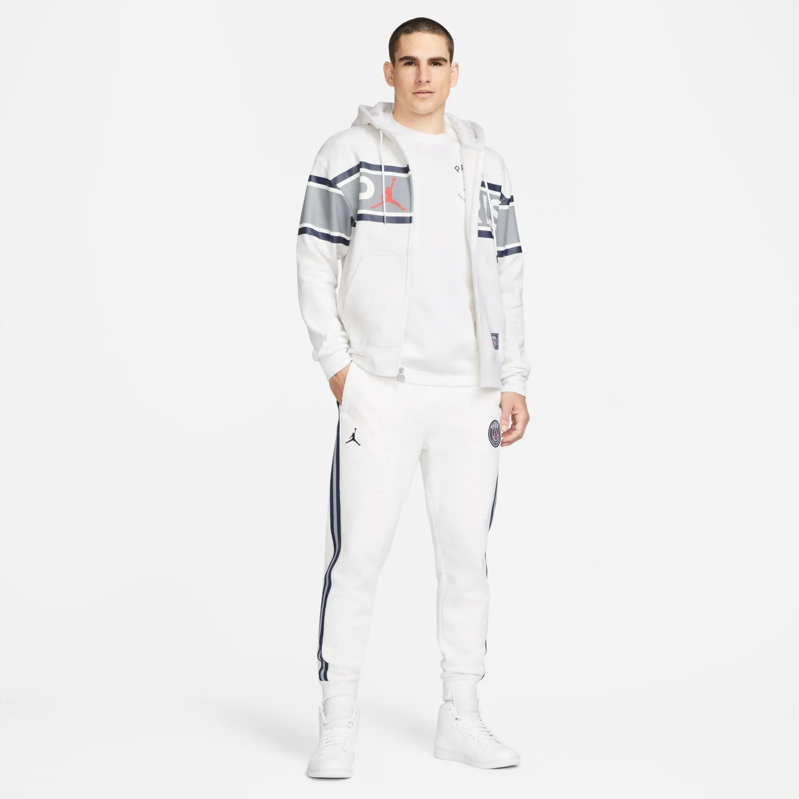 Air Jordan Paris Saint-Germain Full-Zip Fleece Hoodie ''White''