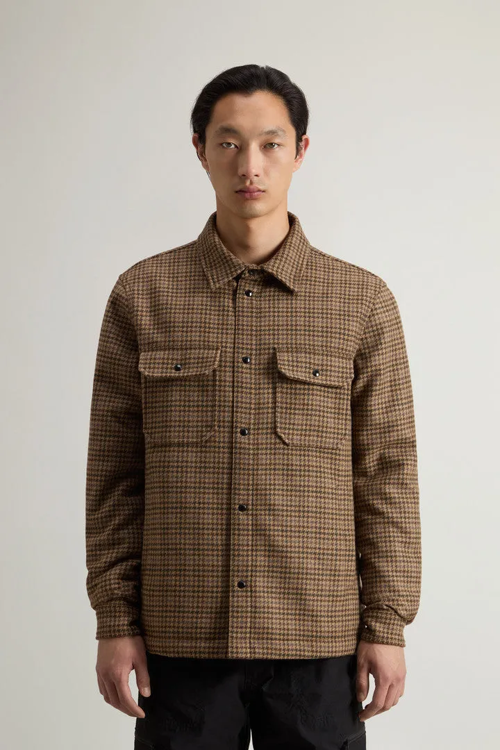 Alaskan Padded Overshirt in Checked Italian Wool Blend