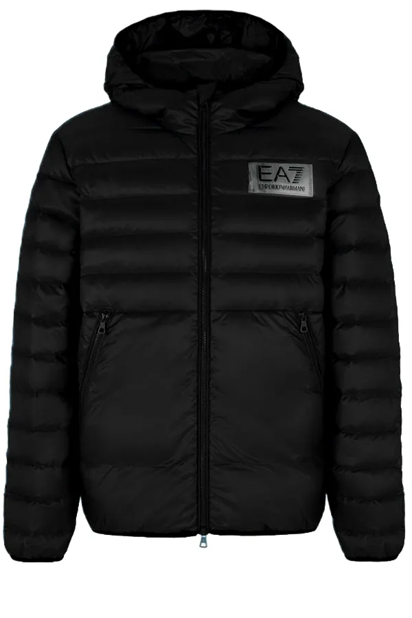 Armani EA7 Padded Puffer Jacket Hooded Black