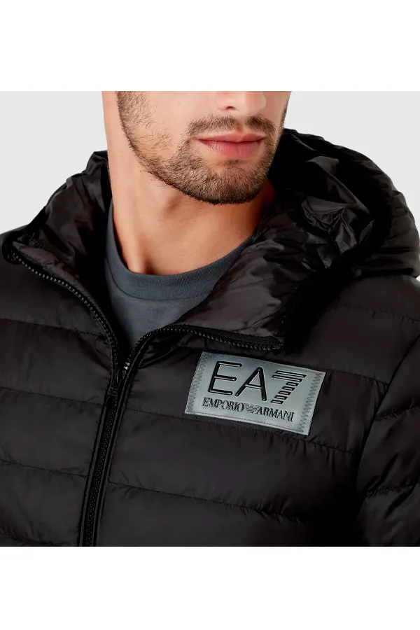 Armani EA7 Padded Puffer Jacket Hooded Black