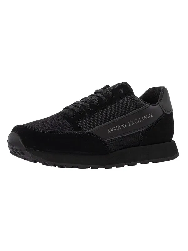 Armani Exchange Side Logo Suede Trainers - Black/Black