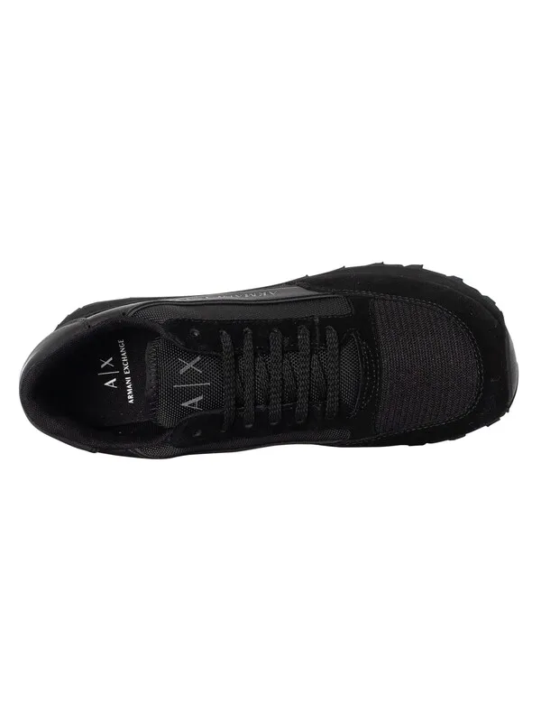 Armani Exchange Side Logo Suede Trainers - Black/Black