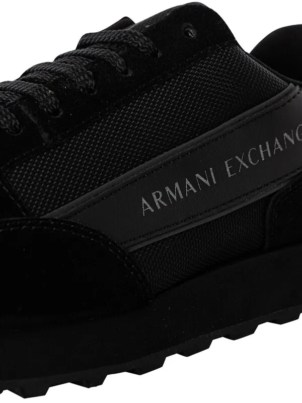 Armani Exchange Side Logo Suede Trainers - Black/Black