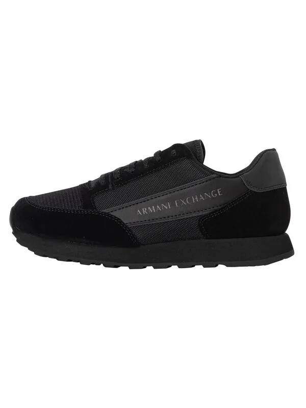 Armani Exchange Side Logo Suede Trainers - Black/Black