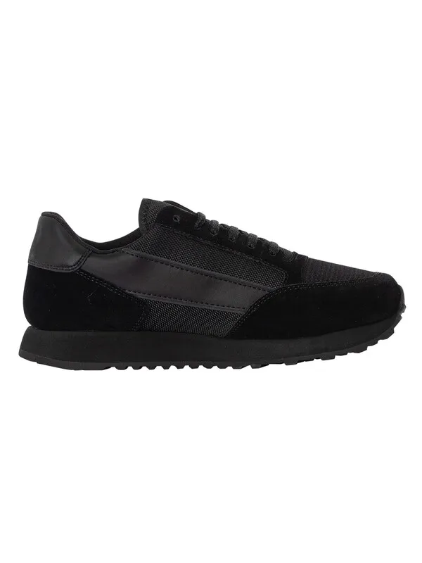 Armani Exchange Side Logo Suede Trainers - Black/Black