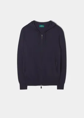 Ashbury Men's Zip Front Hoodie In Dark Navy - Alan Paine UK