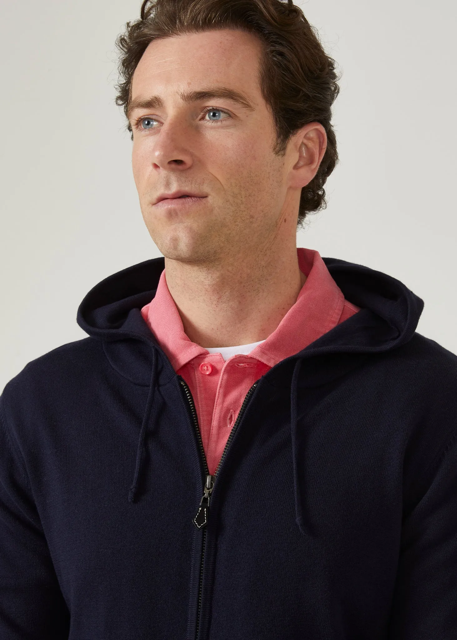 Ashbury Men's Zip Front Hoodie In Dark Navy - Alan Paine UK