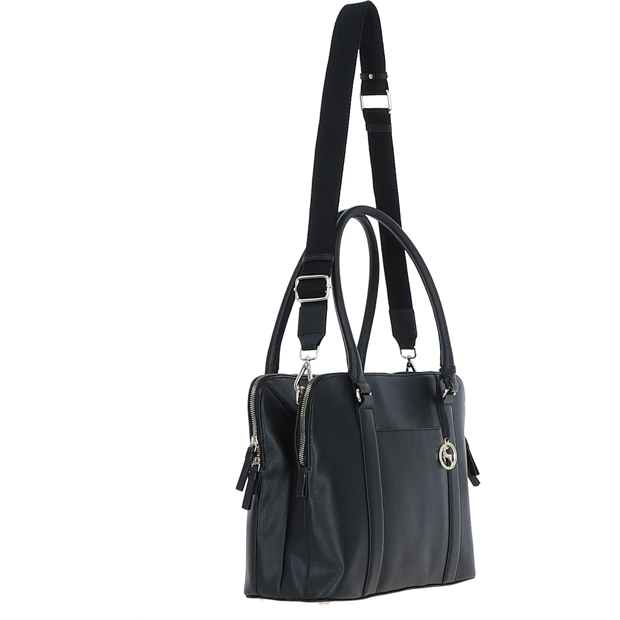 Ashwood 3 Section Large Leather Handbag Black: X-39