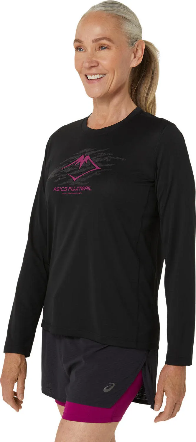 Asics Women's Fujitrail Logo LS Top Performance Black/Blackberry | Buy Asics Women's Fujitrail Logo LS Top Performance