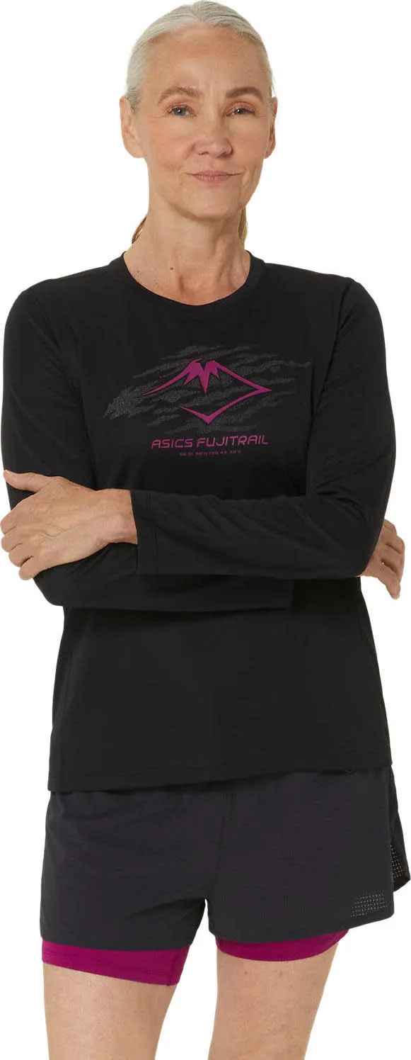 Asics Women's Fujitrail Logo LS Top Performance Black/Blackberry | Buy Asics Women's Fujitrail Logo LS Top Performance