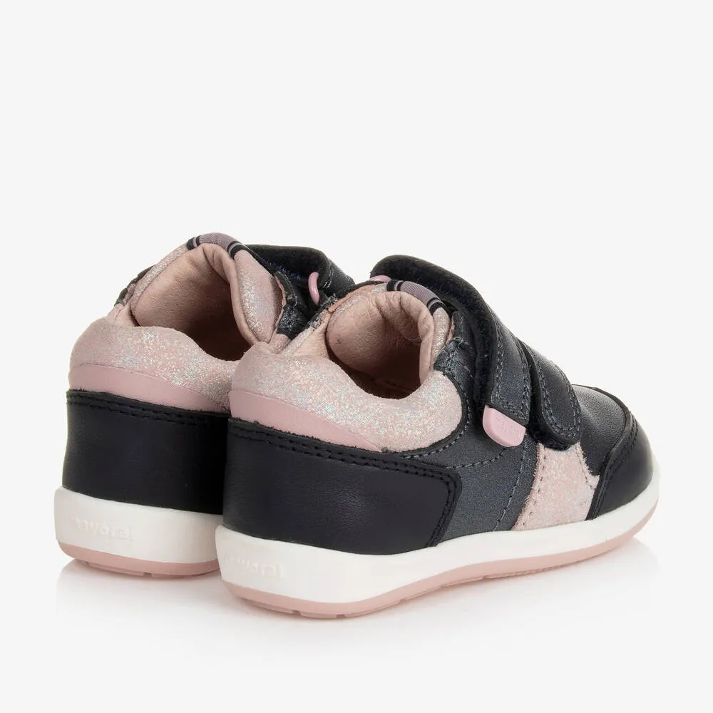 Baby Girls Blue & Pink First Walker Trainers