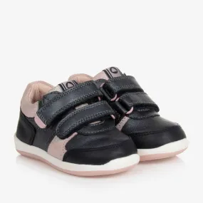 Baby Girls Blue & Pink First Walker Trainers