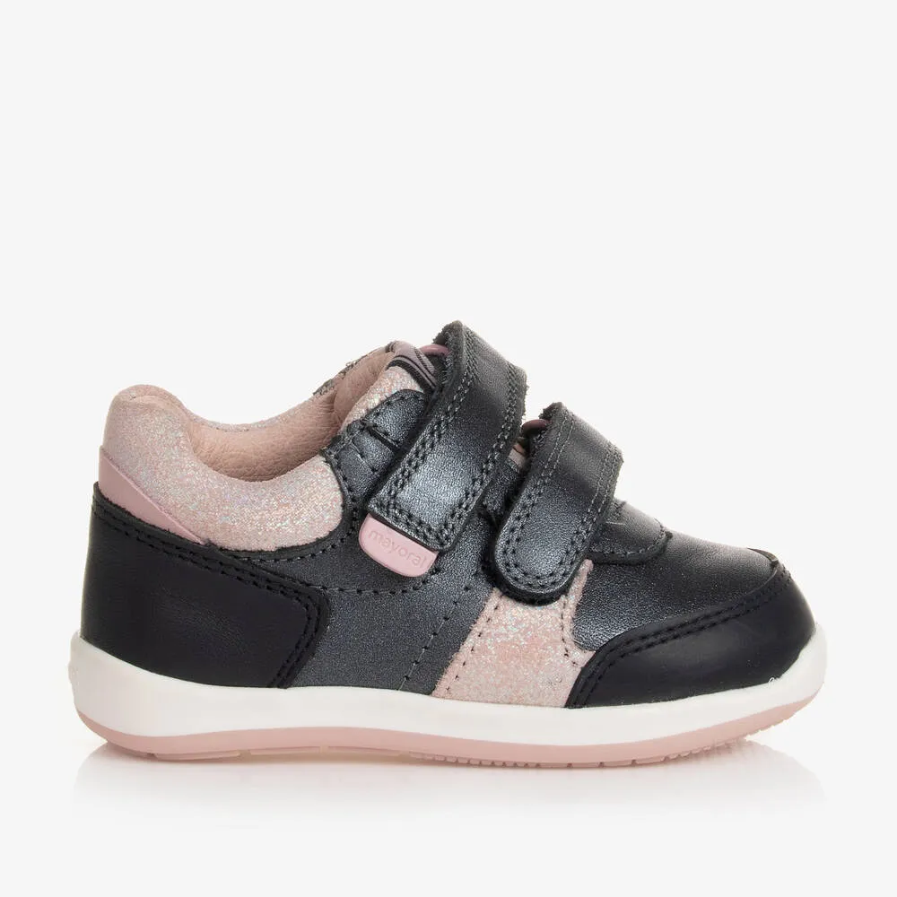 Baby Girls Blue & Pink First Walker Trainers