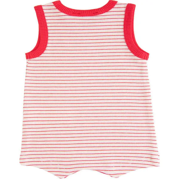 BANBLU Striped Sleeveless Modal Romper, Red