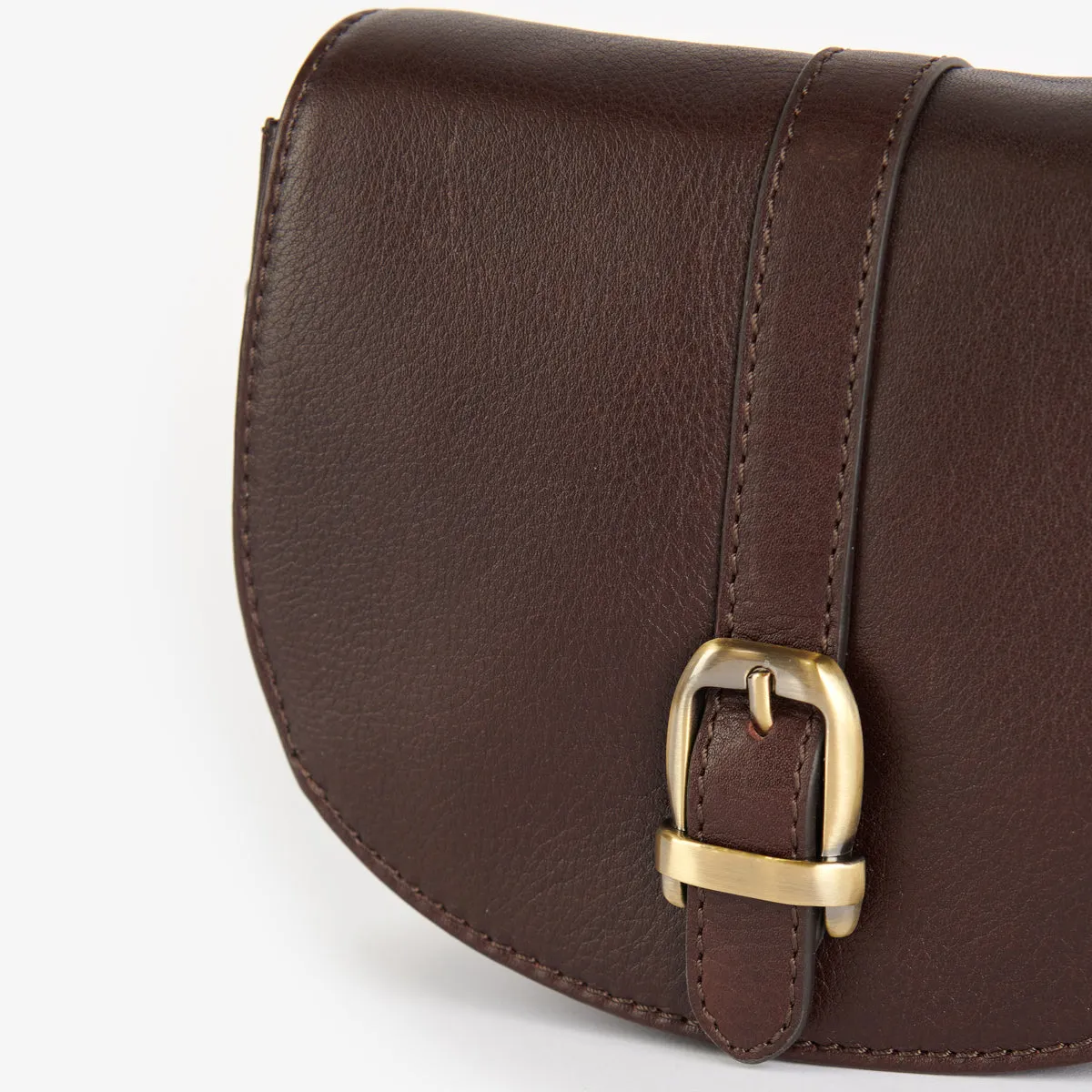 Barbour Laire Leather Small Saddle Bag | Dark Brown