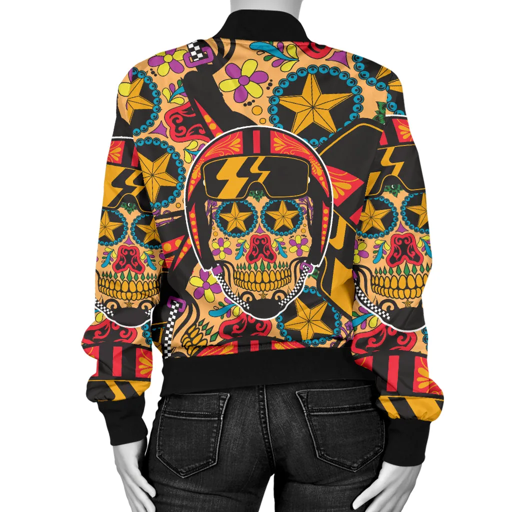 Biker Sugar Skull Women's Bomber Jacket