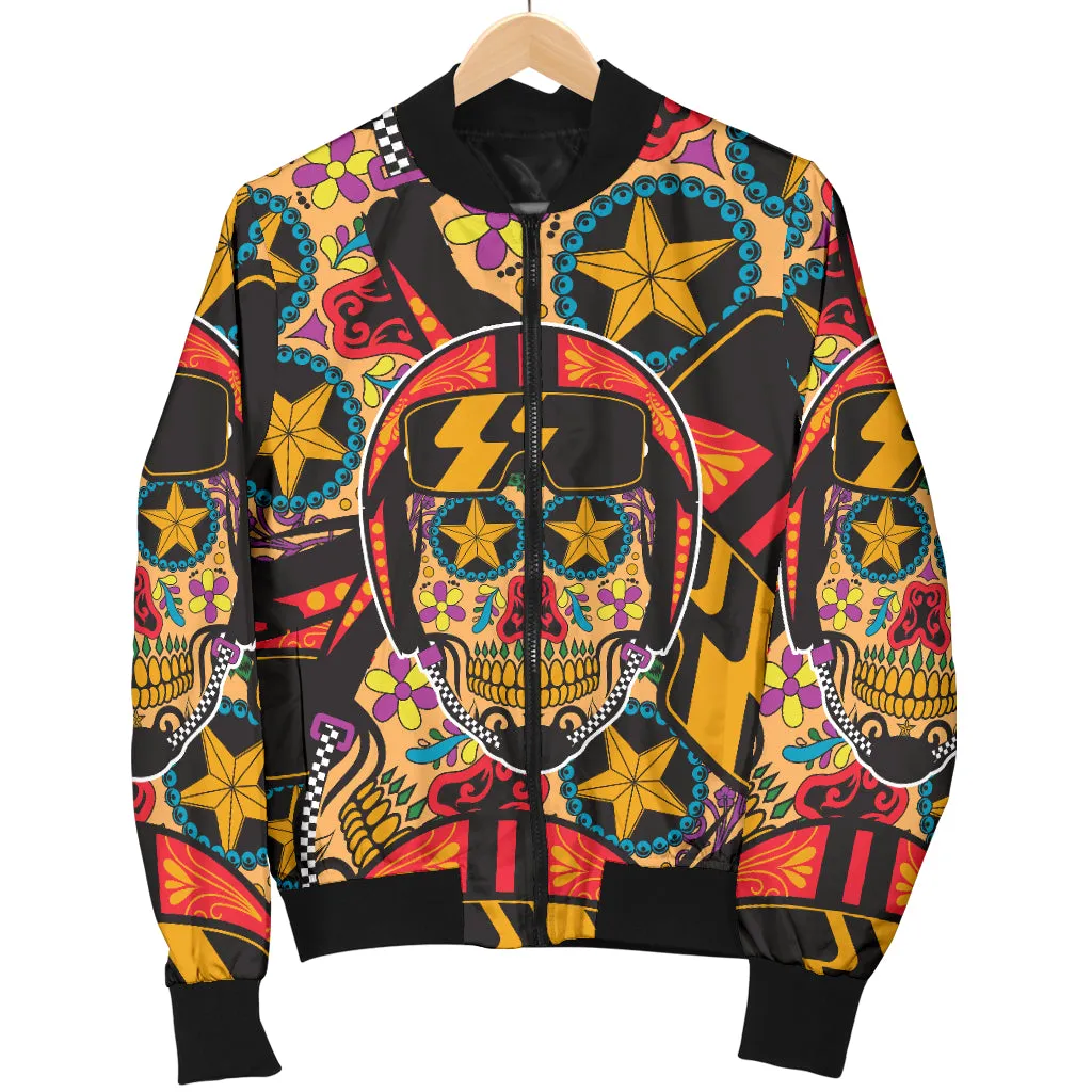 Biker Sugar Skull Women's Bomber Jacket