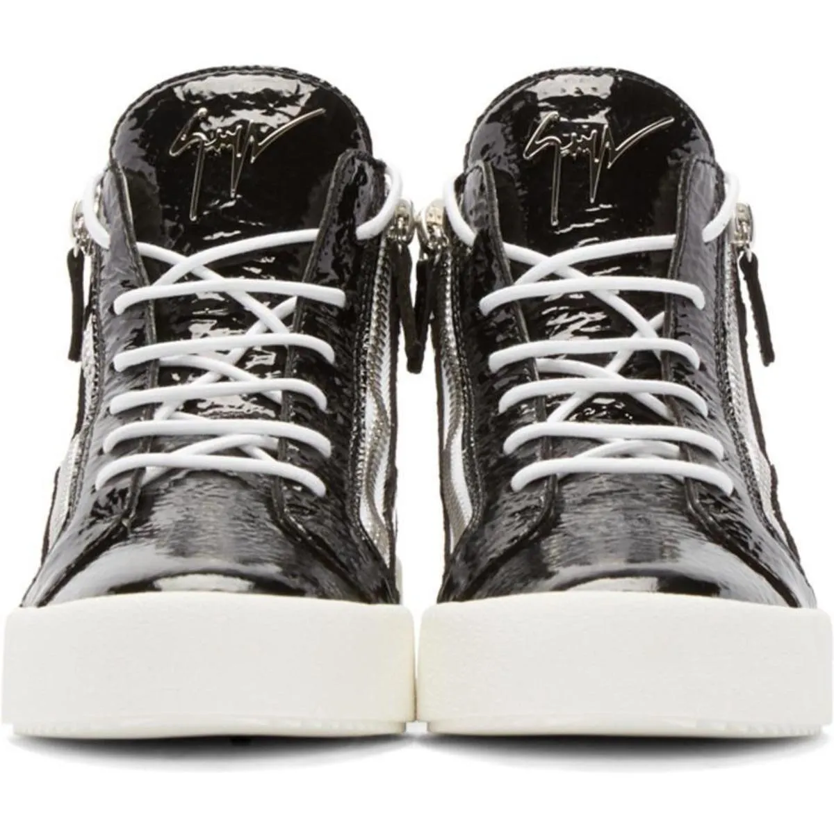 Black Patent London Mid-Top Sneakers