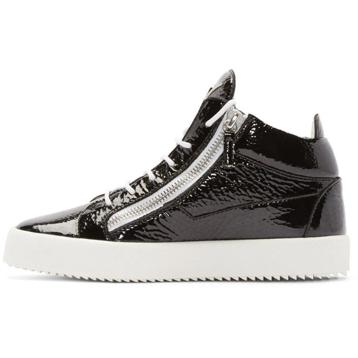 Black Patent London Mid-Top Sneakers