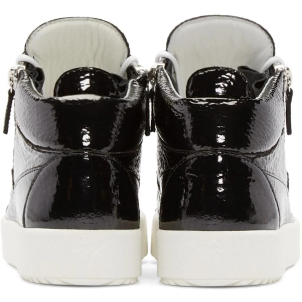 Black Patent London Mid-Top Sneakers