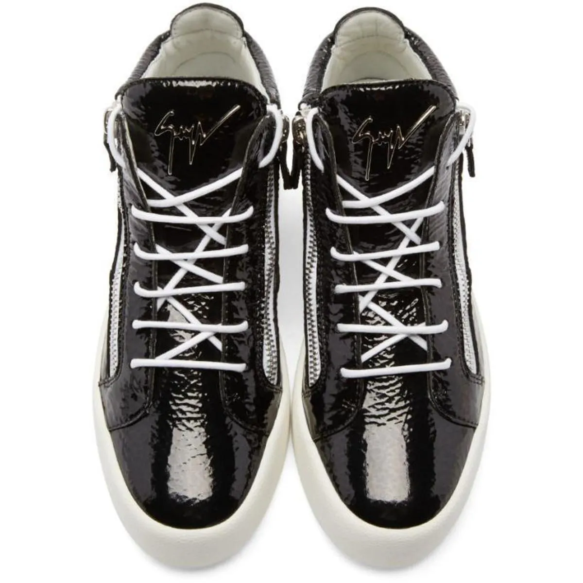 Black Patent London Mid-Top Sneakers