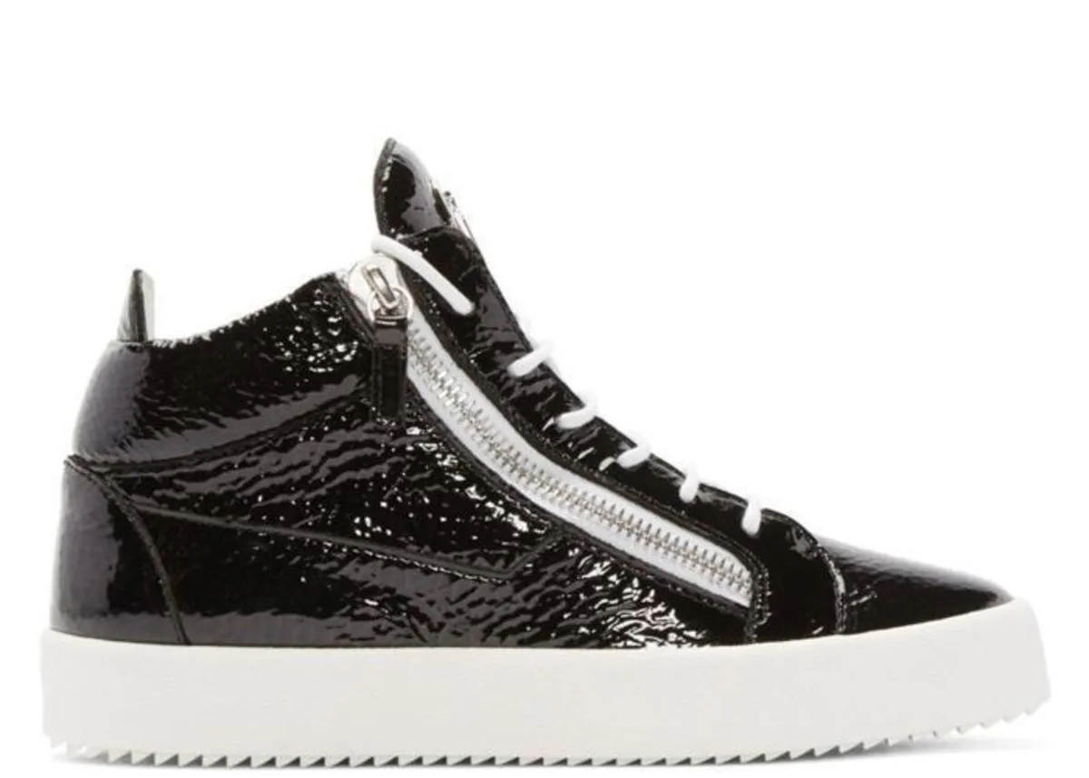 Black Patent London Mid-Top Sneakers