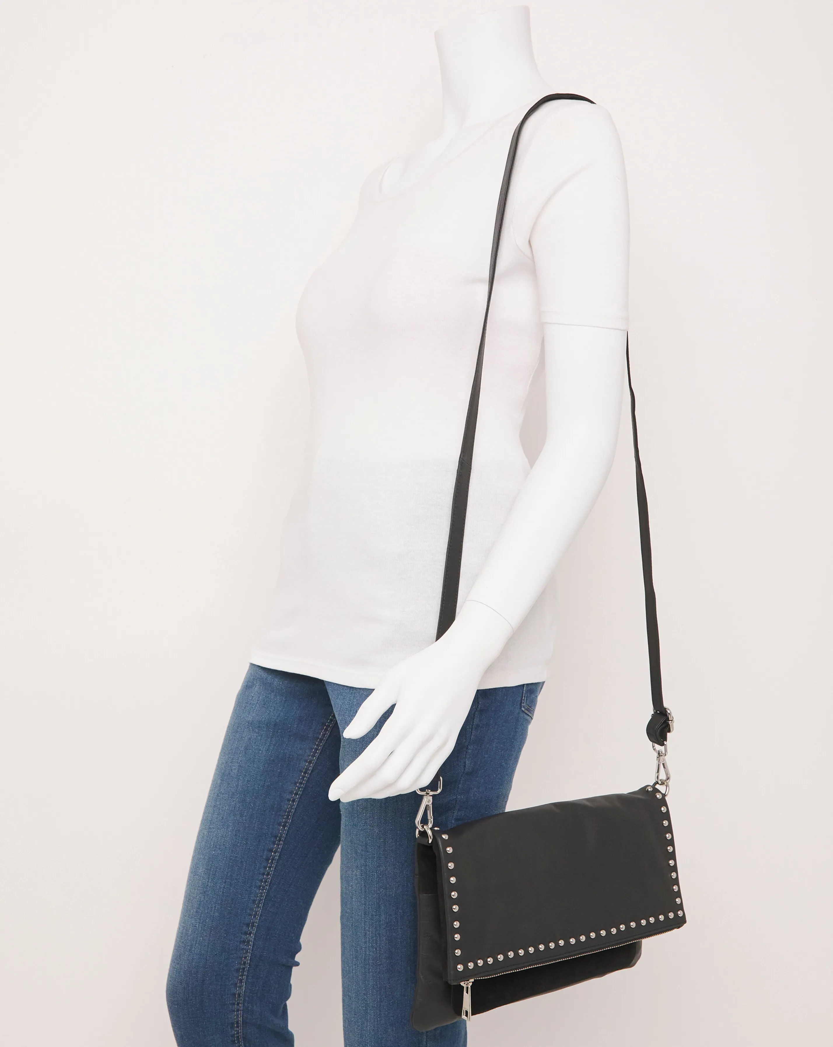 Black Studded Leather Bag | Simply Be