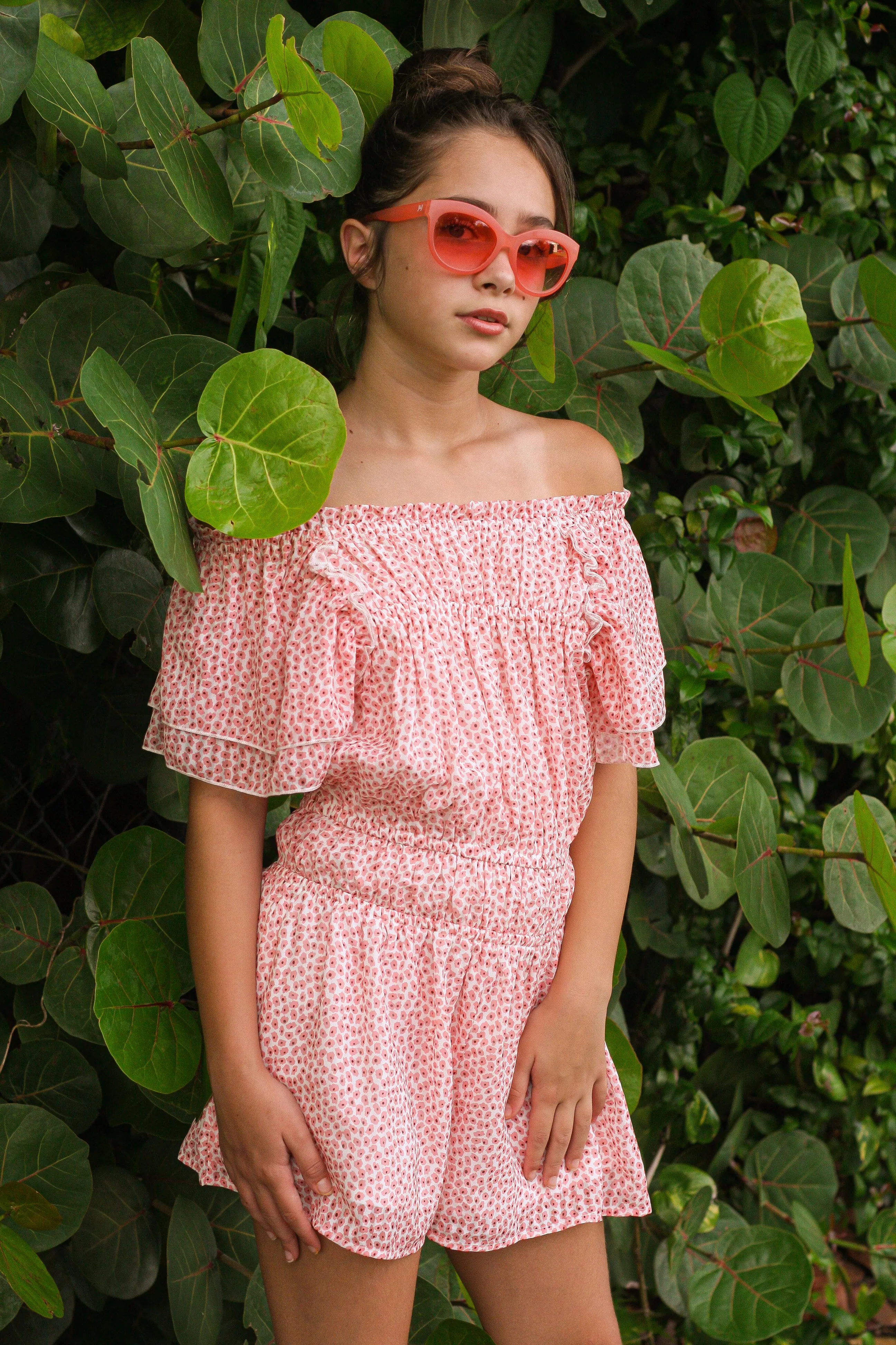 BLUSH FLORAL RUFFLE ROMPER