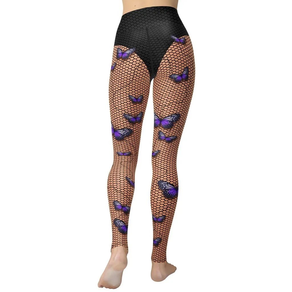 Bold Butterfly Mesh Yoga Leggings