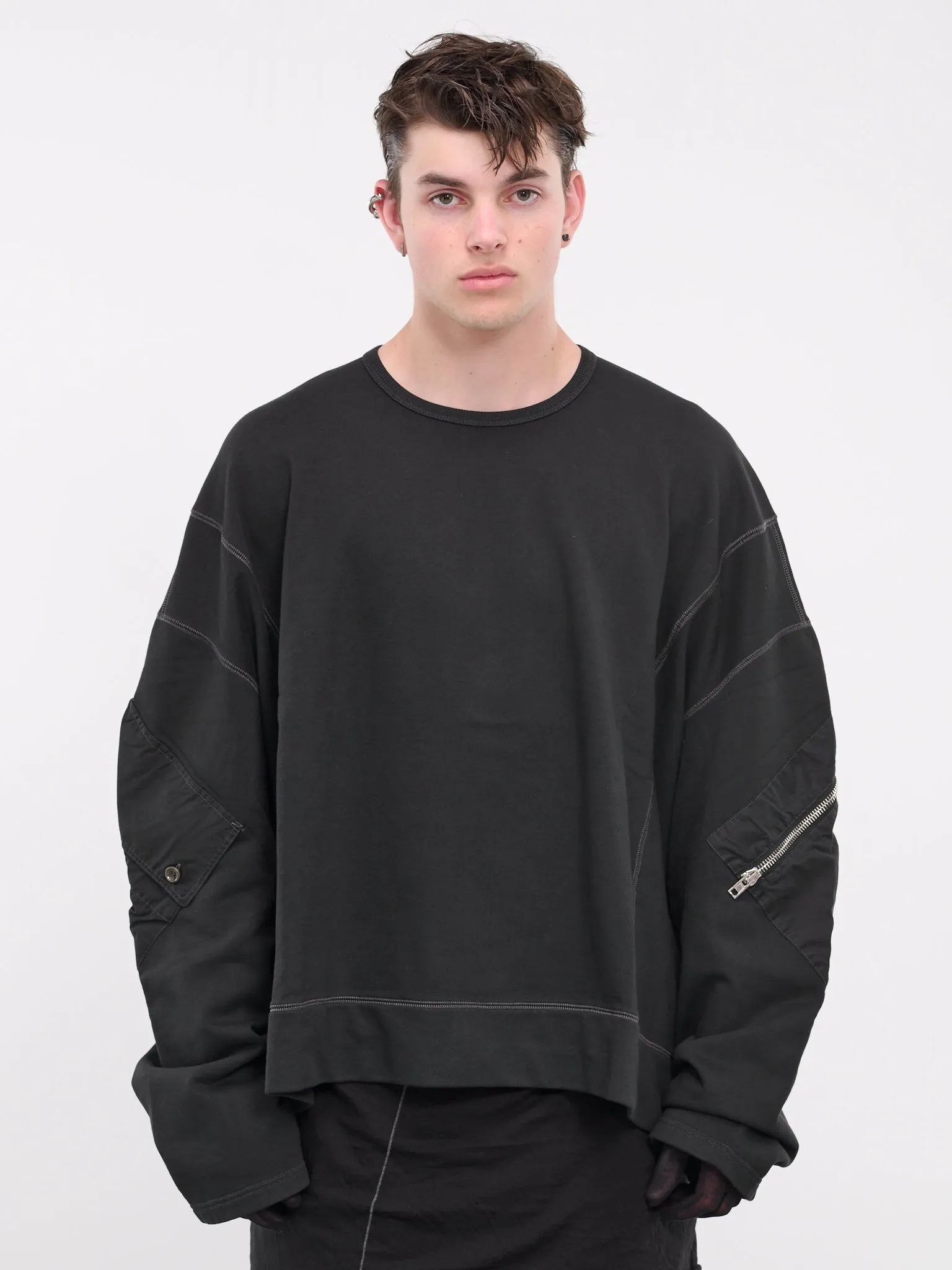 Bomber Crewneck Sweatshirt (JJ1011-BLACK)