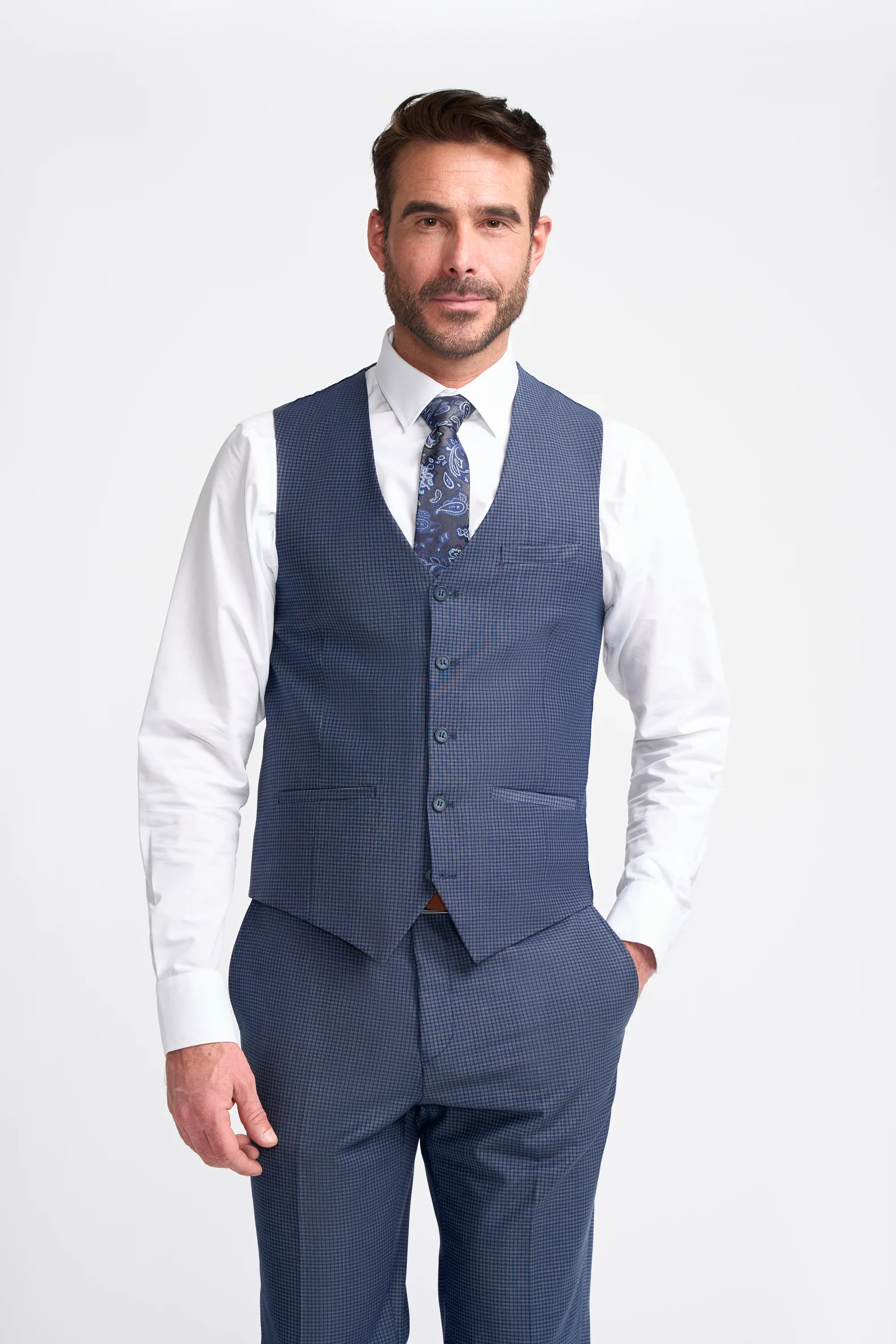 Bond - Men's Navy Check Waistcoat