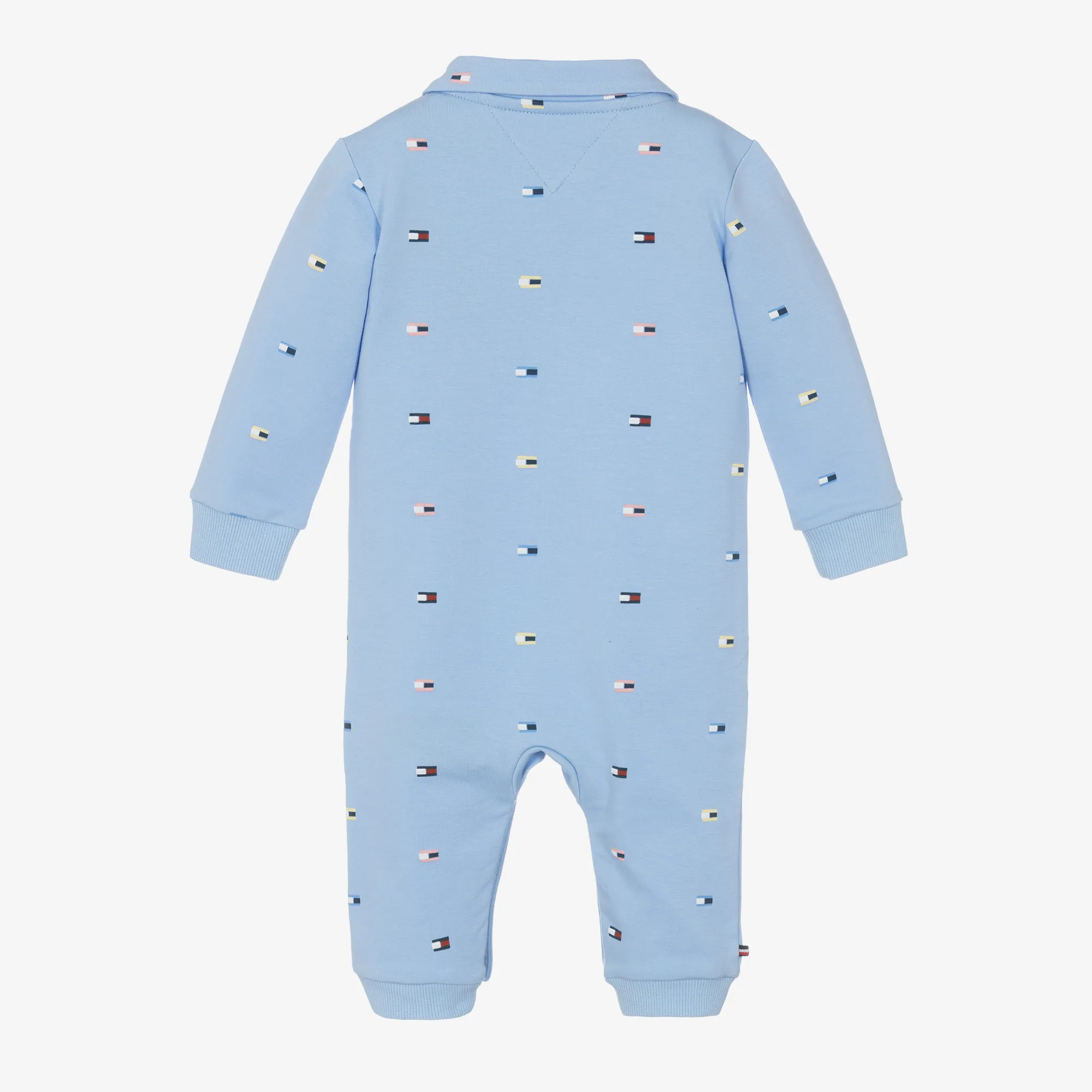 Boys Blue Cotton Flag Print Romper