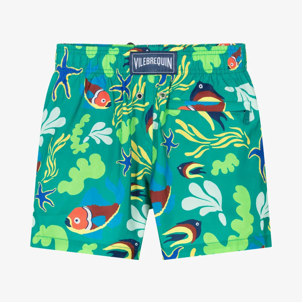 Boys Green Tropical Fish Swim Shorts