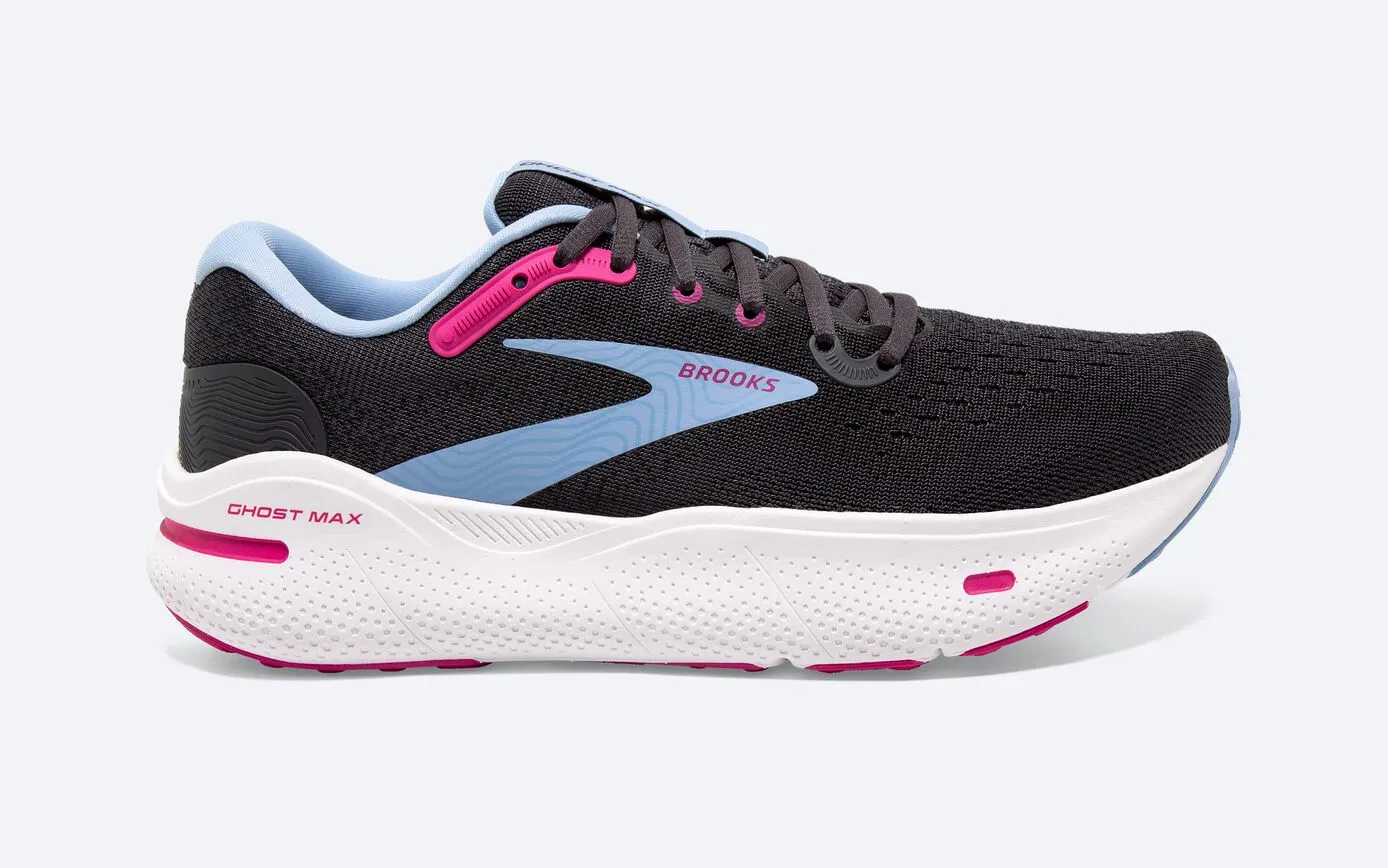 Brooks Ghost Max Women's Running Shoe in Black/Papaya/Raspberry and Ebony/OpenAir/Lilac Rose Available in Wide Widths