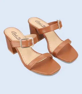 BW9395-TAN-Women Slipper Heel