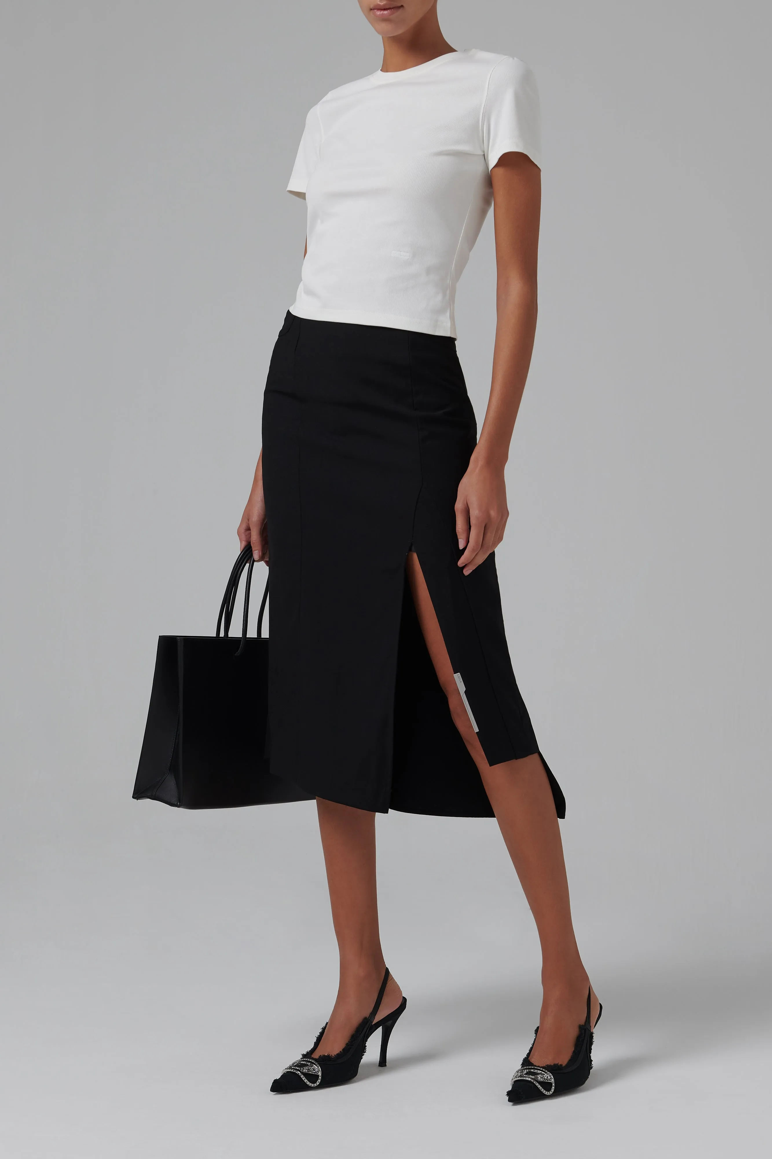 C2h4Black Asymmetrical Fitted Skirt