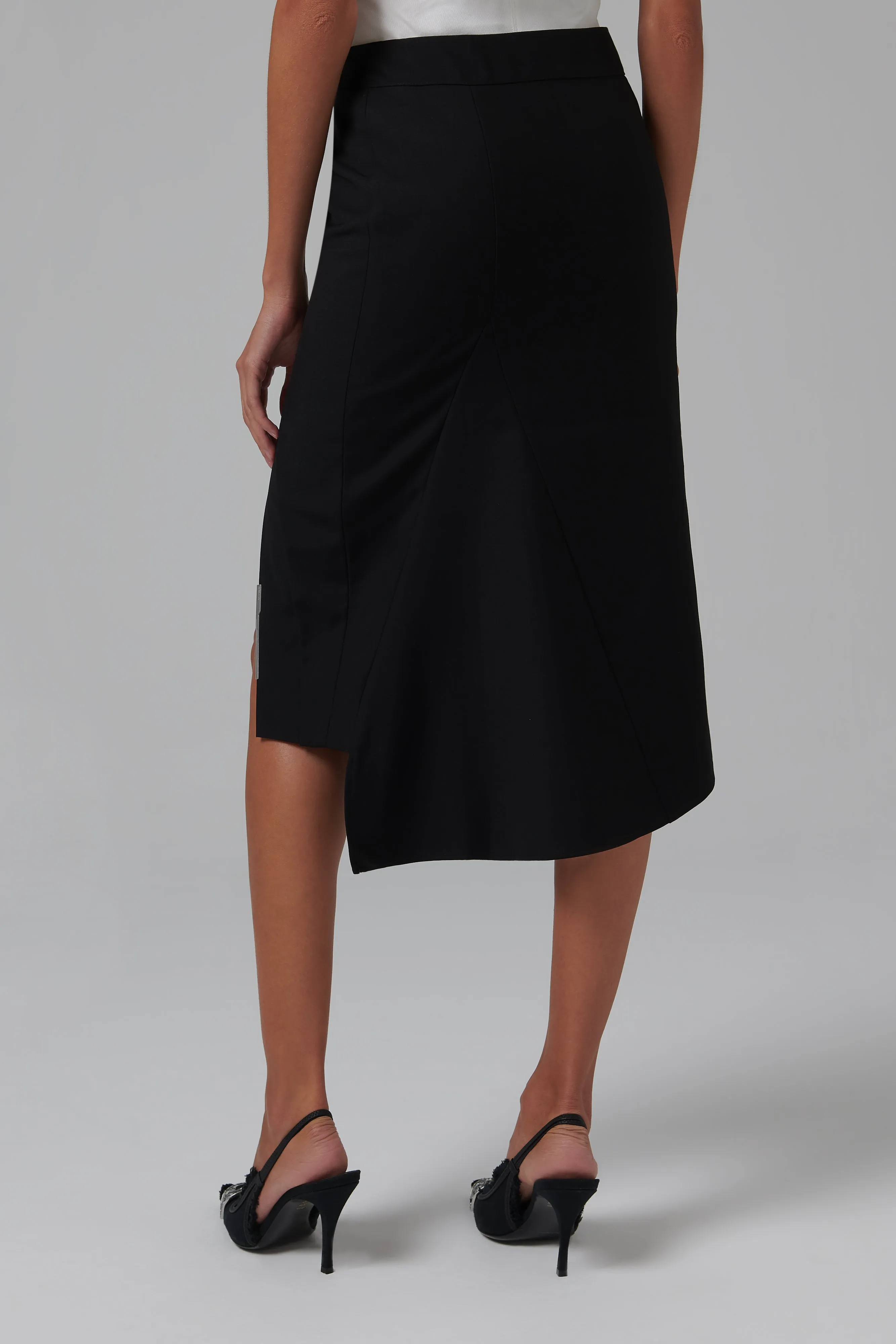 C2h4Black Asymmetrical Fitted Skirt