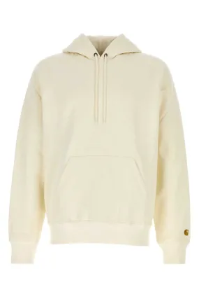 Carhartt Wip Ivory Cotton Blend Hooded Chase Sweat