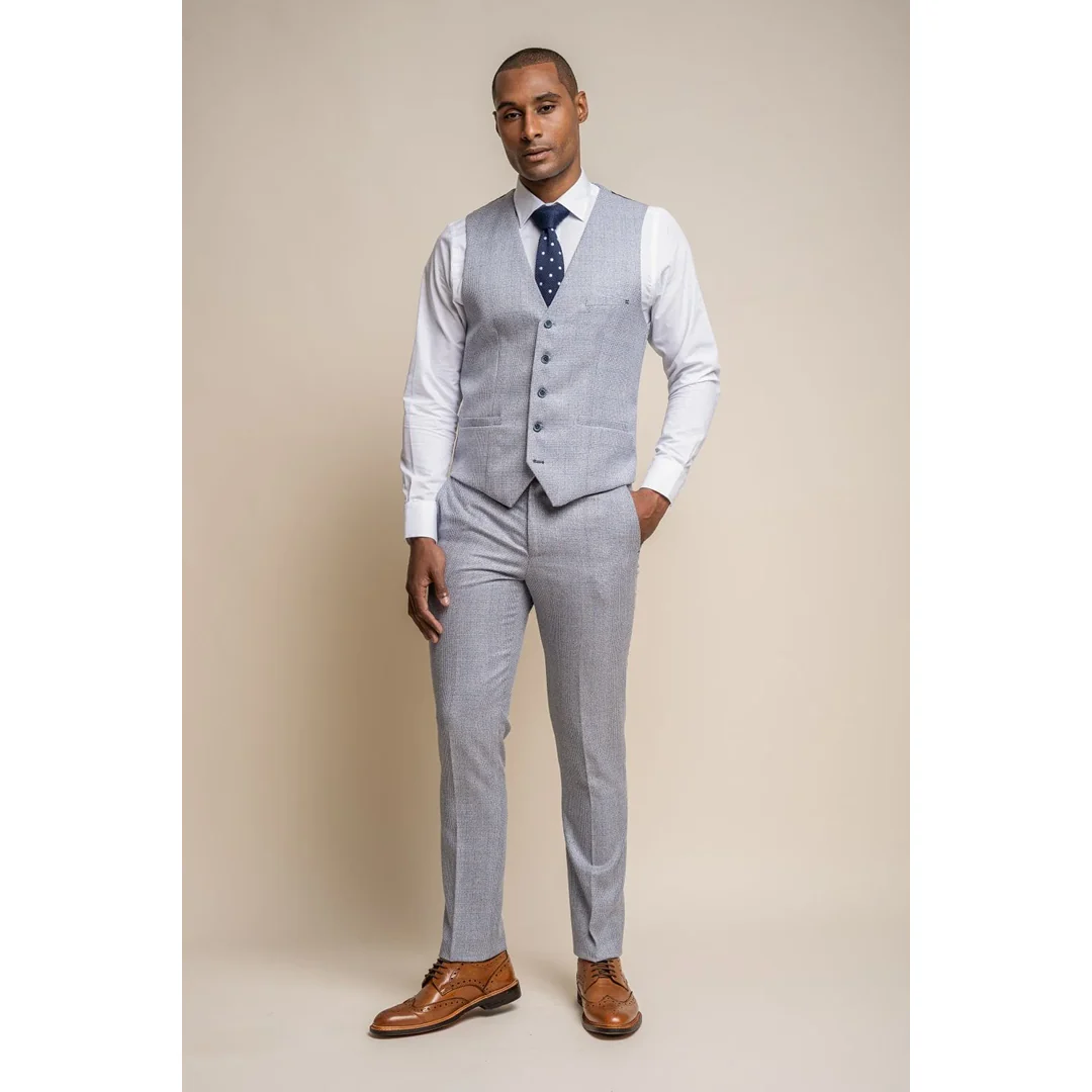 Caridi - Men's Wedding Light Blue Waistcoat