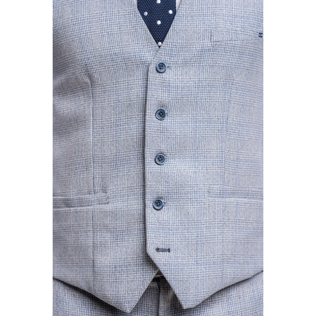 Caridi - Men's Wedding Light Blue Waistcoat